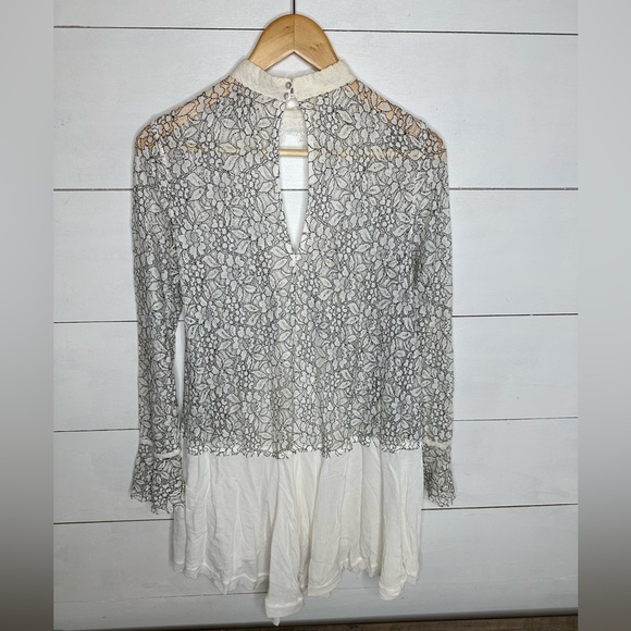 **SOLD**Free People Cream White Lace Sheer Chiffon Mini Dress Tunic - Small - Picture 7 of 8